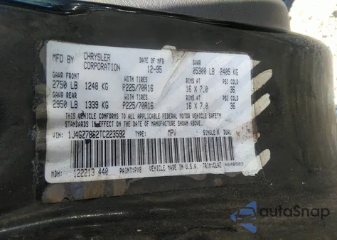 1996 Jeep Grand Cherokee Limited z USA, uszkodzony, nr VIN 1J4GZ78S2TC223592